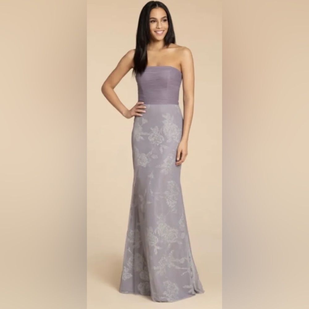 Hayley Paige Tulle Mauve Purple Strapless Bridesmaid Prom Dress NWT - Size 14